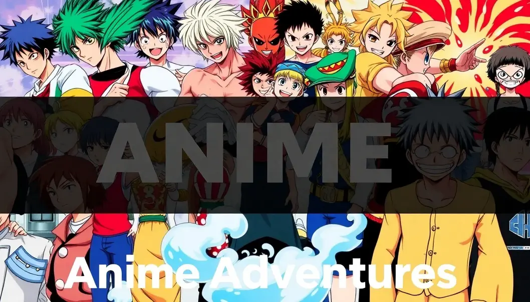 A collage of anime characters in dynamic action poses.