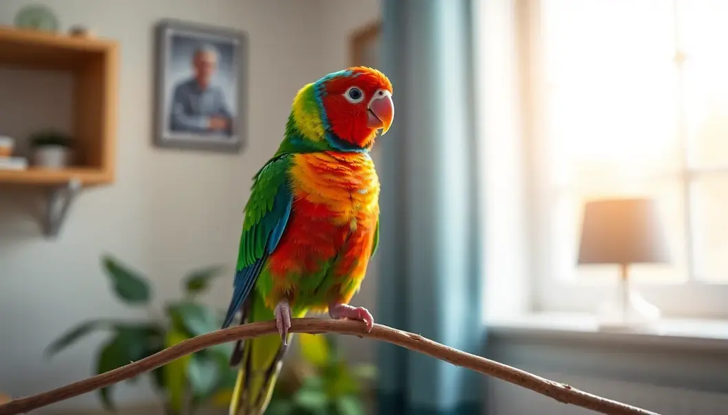 A lively parakeet adds color and joy to any sports fan’s home.